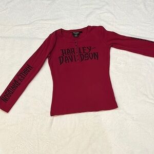 Harley-Davidson Red Long Sleeve Fitted Tee